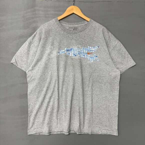 Vintage Nike Swim Y2K Rare Center Swoosh Grey‎ T Shirt XXL 2XL - Picture 1 of 8
